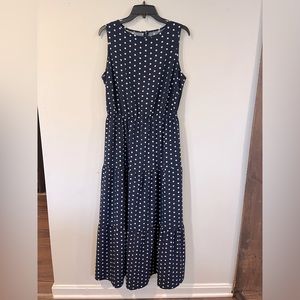 Women’s maxi polka dot dress navy blue and white